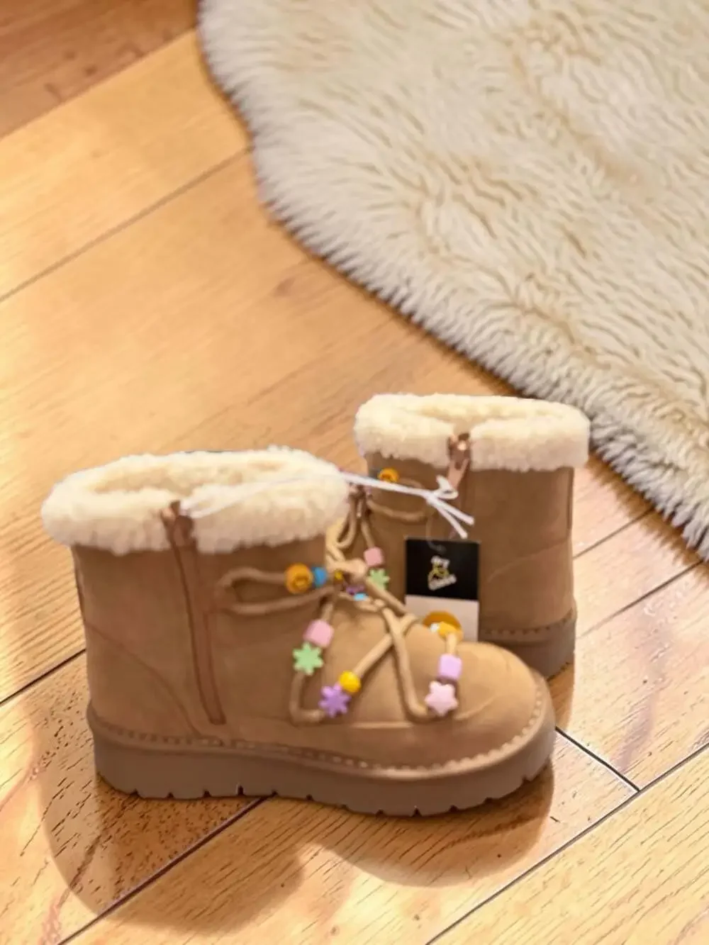 Art Class Kids' Char Faux Suede Winter Boots with Decorative Beads